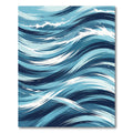 Abstract Navy and Azure Ocean Wave Rug