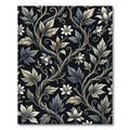 Rich Black Floral Vine Arrangement Rug