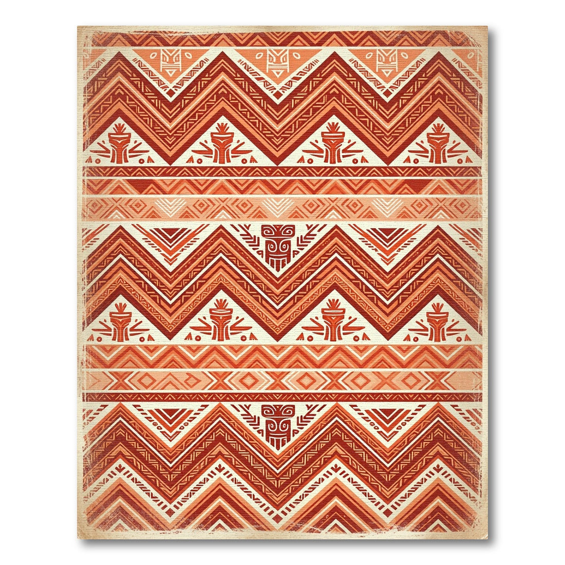 Earthy Terracotta Geometric Tribal Chevron Rug