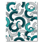 Teal Gray Abstract Curve Composition Rug