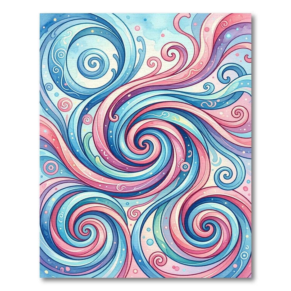 Pastel Swirl Abstract Blue Pink Flow Rug