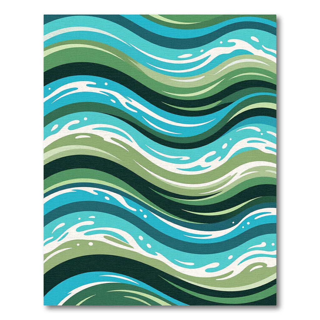 Oceanic Blue Green Wave Composition Rug