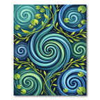 Verdant Aquatic Swirl Water Lily Rug
