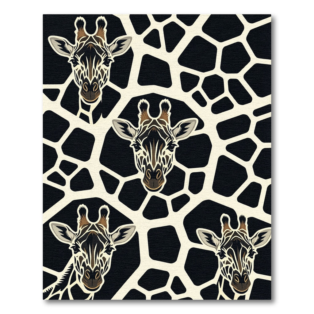Abstract Black and Cream Giraffe Face Rug