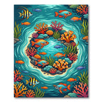 Vibrant Tropical Coral Reef Marine Scene Rug