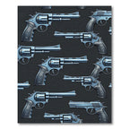 Cool Chrome Revolver Blueprint Art Rug