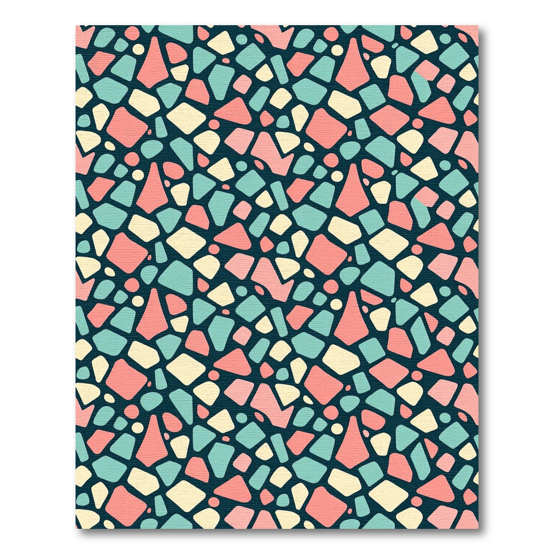 Mid-Century Teal Pink Cream Mosaic Terrazzo Rug
