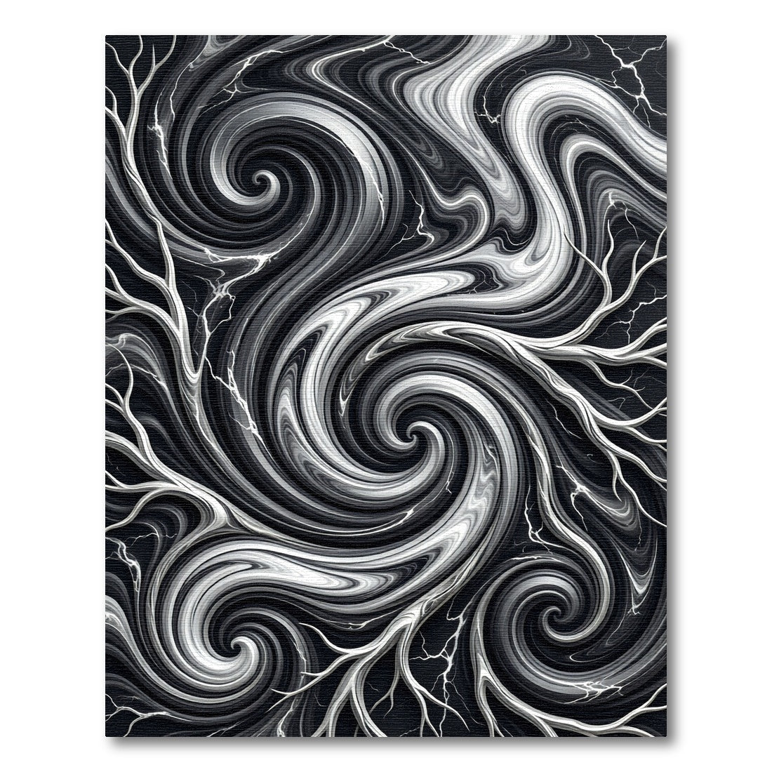 Monochromatic Swirling Smoke Branches Rug