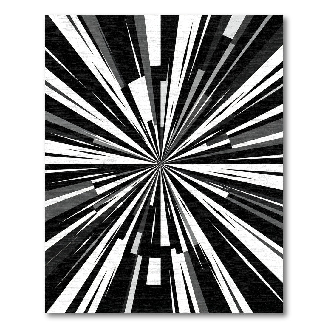 Monochrome Abstract Radial Burst Art Rug