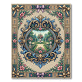 Ornate Floral Garden Architectural Oval Rug