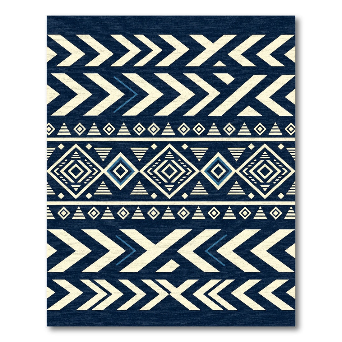 Bold Navy Cream Geometric Aztec Rug