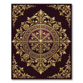 Ornate Gold Floral Medallion Burgundy Rug