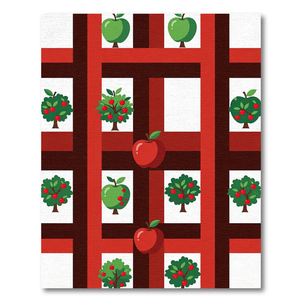 Red Apple Orchard Grid Cover Rug