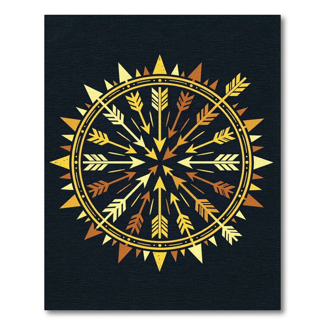 Golden Arrow Radial Sunburst Rug