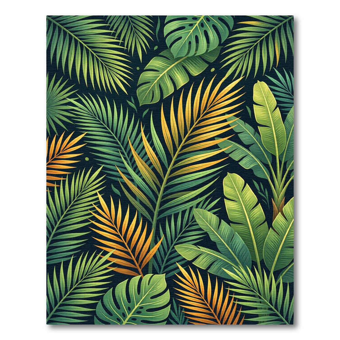 Lush Golden Tropical Foliage Rug