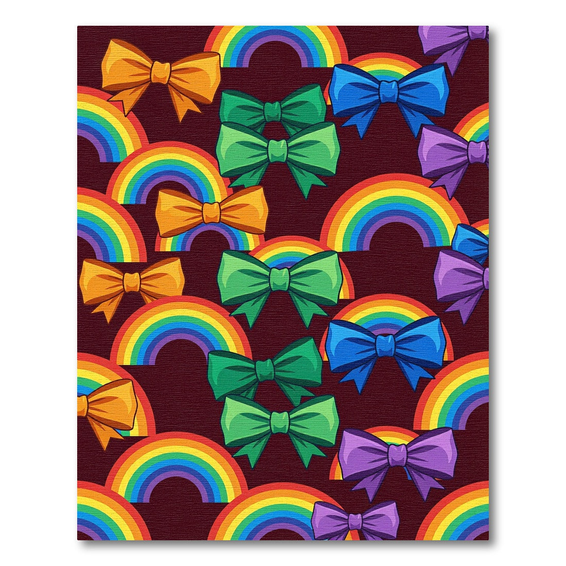 Colorful Rainbow Bows Jammed Together Rug