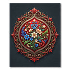 Elegant Crimson Floral Medallion Medley Rug