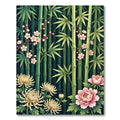 Serene Bamboo Pink Blossom Chrysanthemum Rug