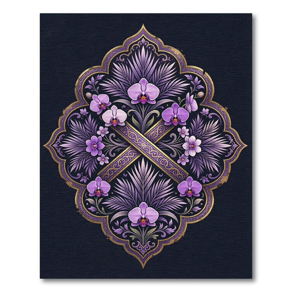 Ornate Orchid Filigree Plum Medallion Rug