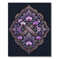 Ornate Orchid Filigree Plum Medallion Rug