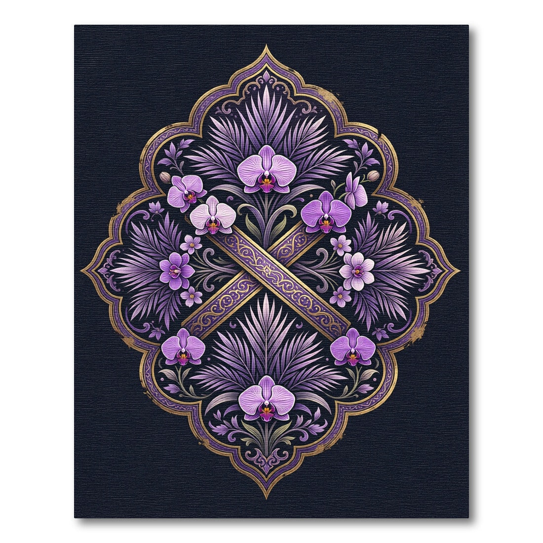 Ornate Orchid Filigree Plum Medallion Rug