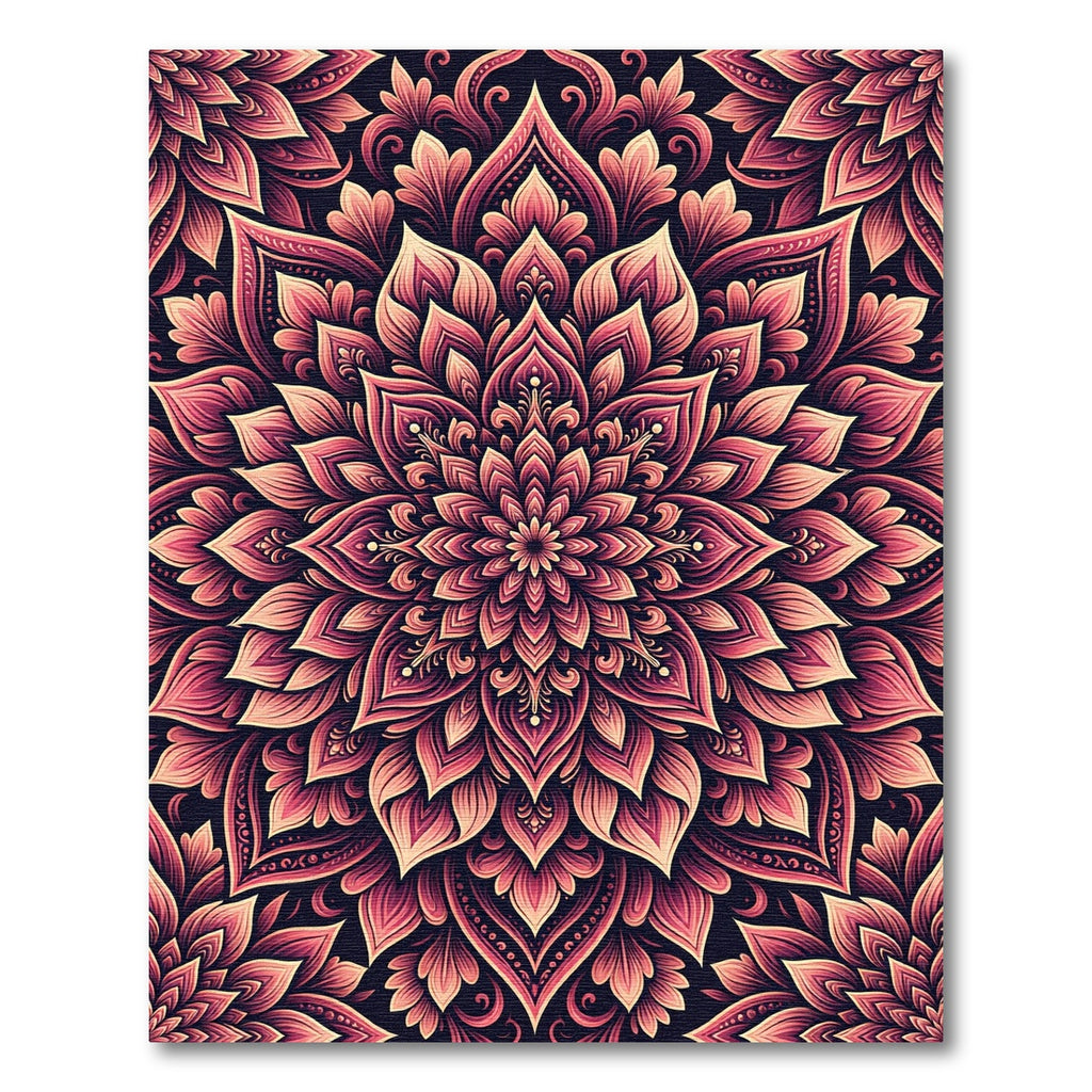 Rose Pink Floral Medallion Rug