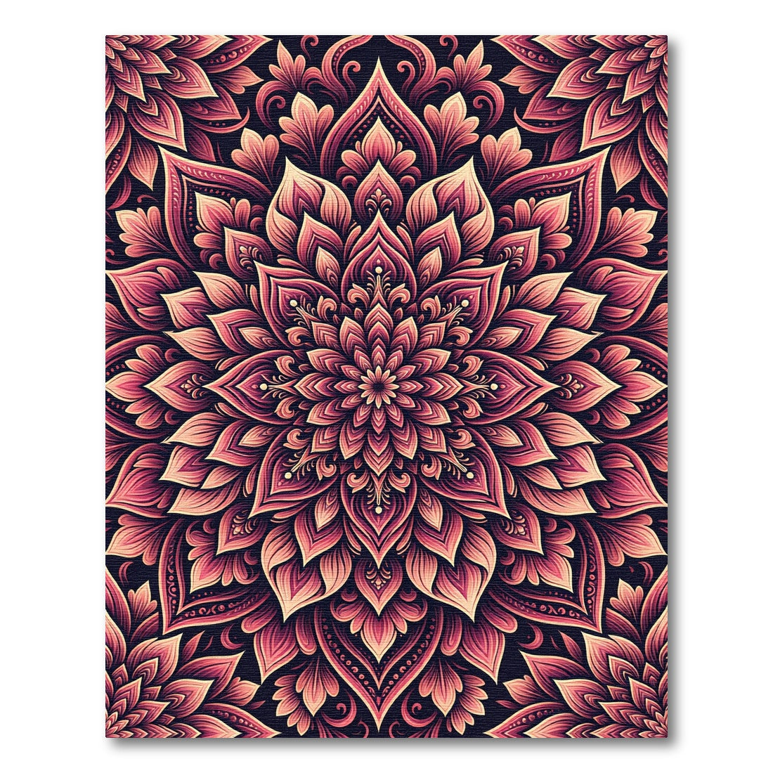 Rose Pink Floral Medallion Rug