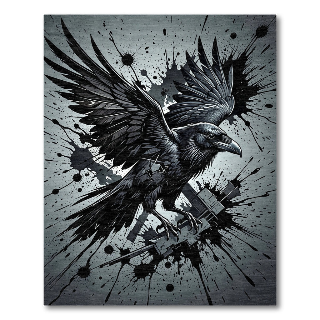 Dark Raven Ink Splatter Rug
