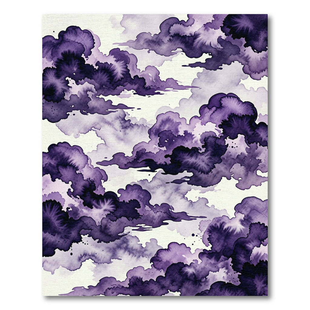 Ethereal Deep Plum Watercolor Clouds Rug