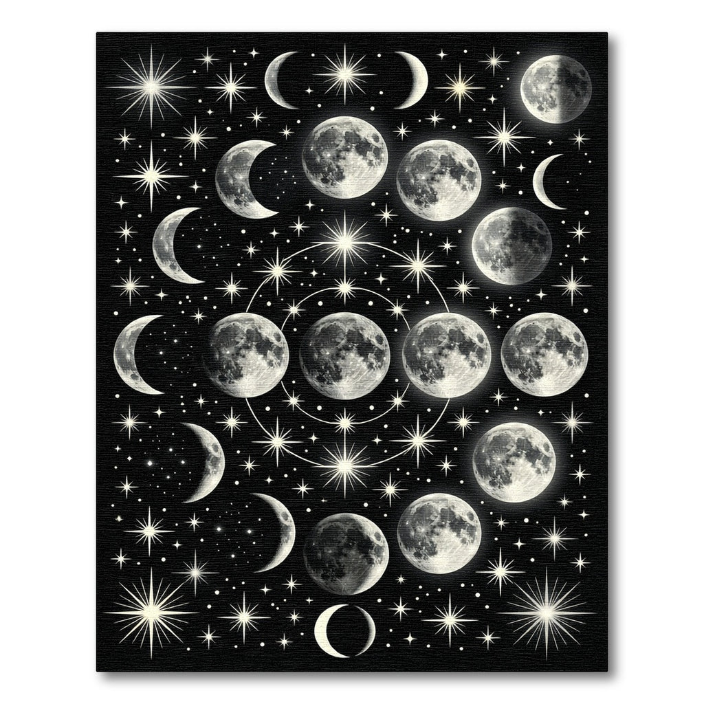 Celestial Moon Phase Starry Night Rug