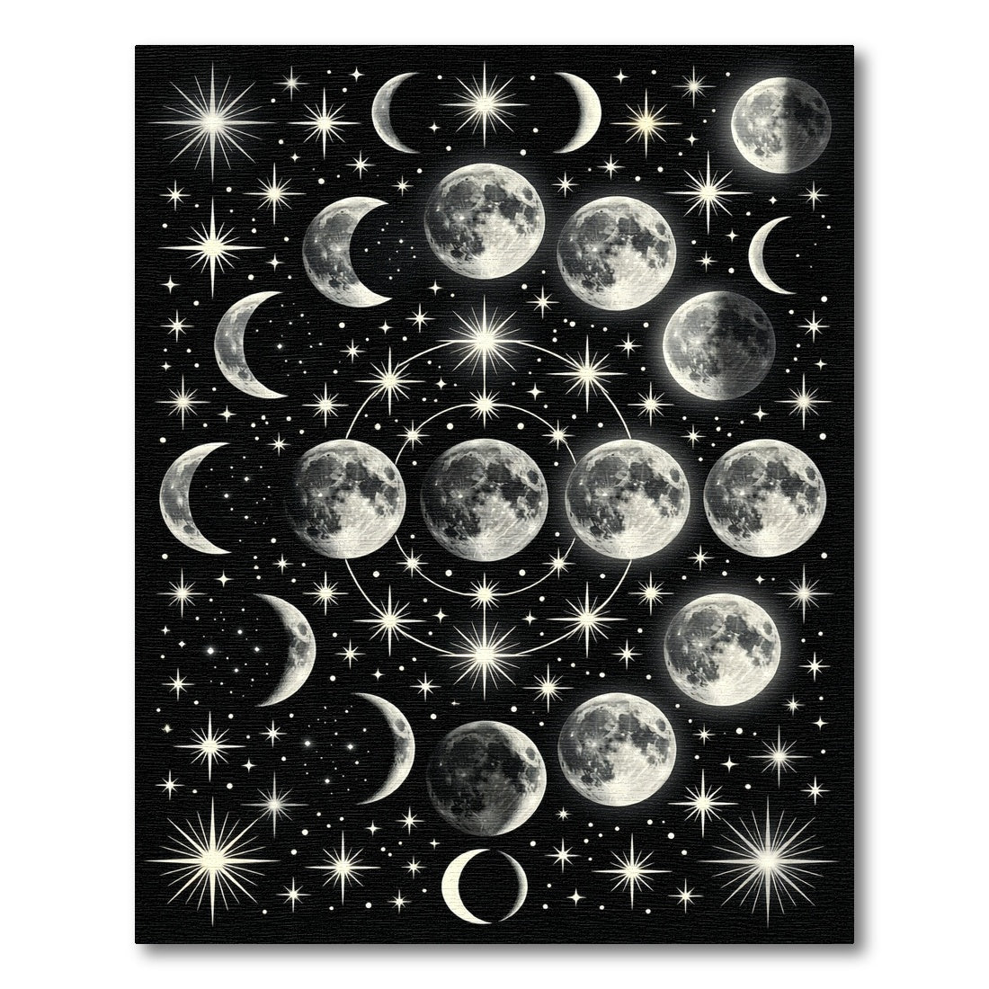 Celestial Moon Phase Starry Night Rug