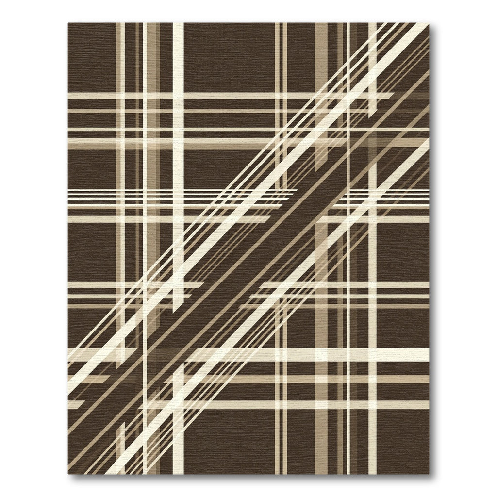 Brown Beige Intersecting Stripe Rug