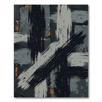Bold Charcoal Abstract Brush Stroke Rug