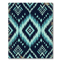 Teal Indigo Ikat Diamond Geometric Rug
