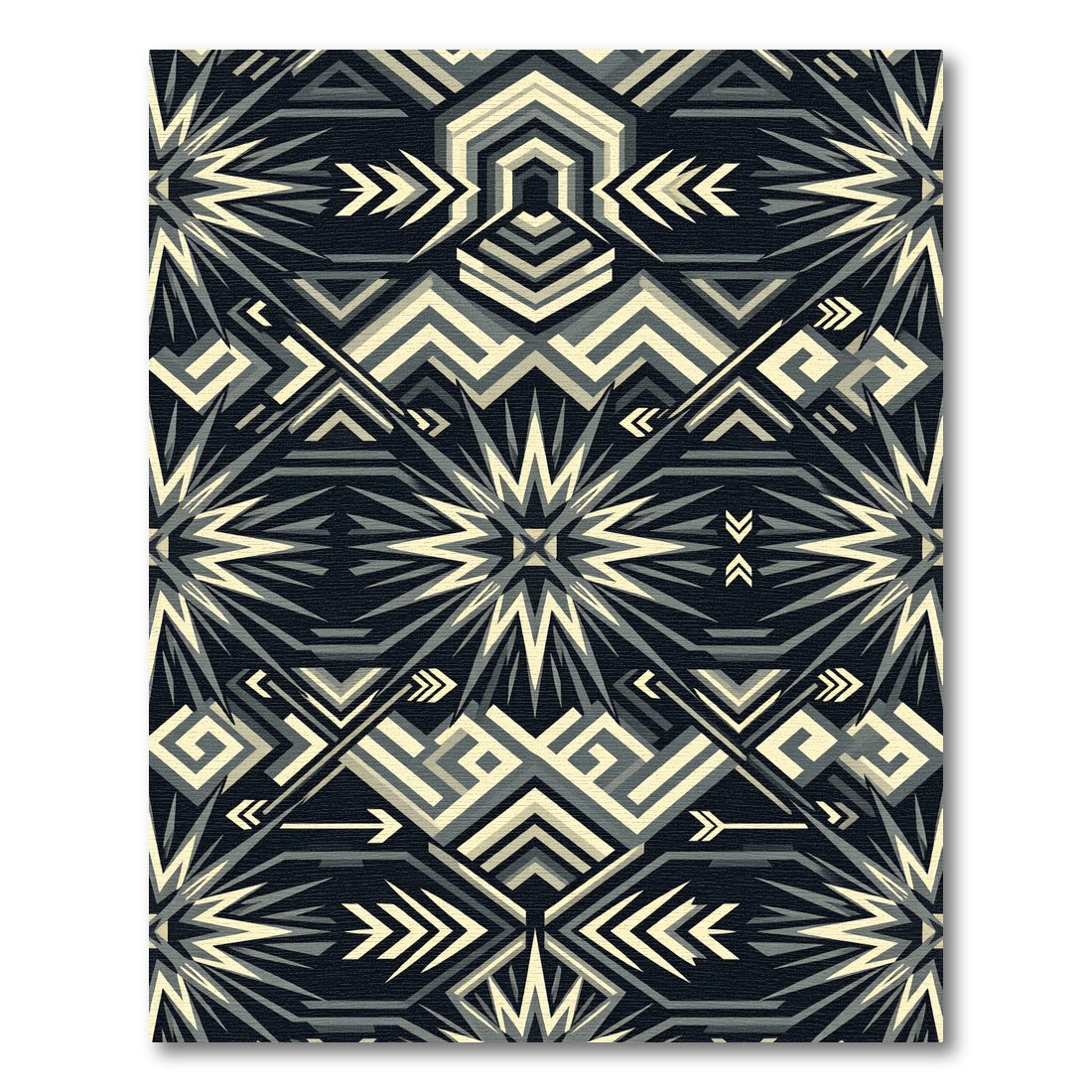 Monochrome Angular Geometric Sharp Star Rug