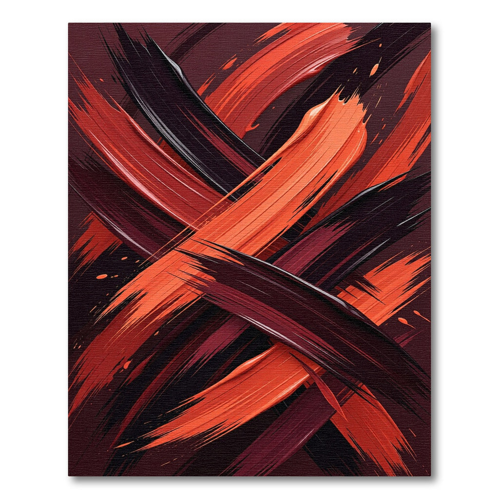 Bold Crimson and Black Abstract Strokes Rug