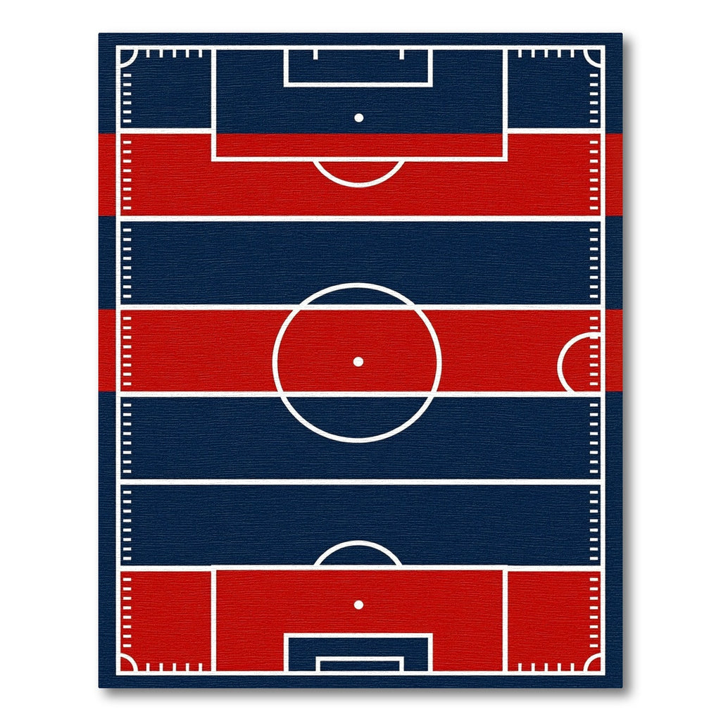 Modern Red and Navy Sports Field Rug