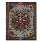 Vintage Floral Medallion Gray Boho Rug