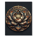 Distressed Black and Gold Lotus Medallion Rug