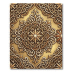 Intricate Golden Scrollwork Starburst Rug