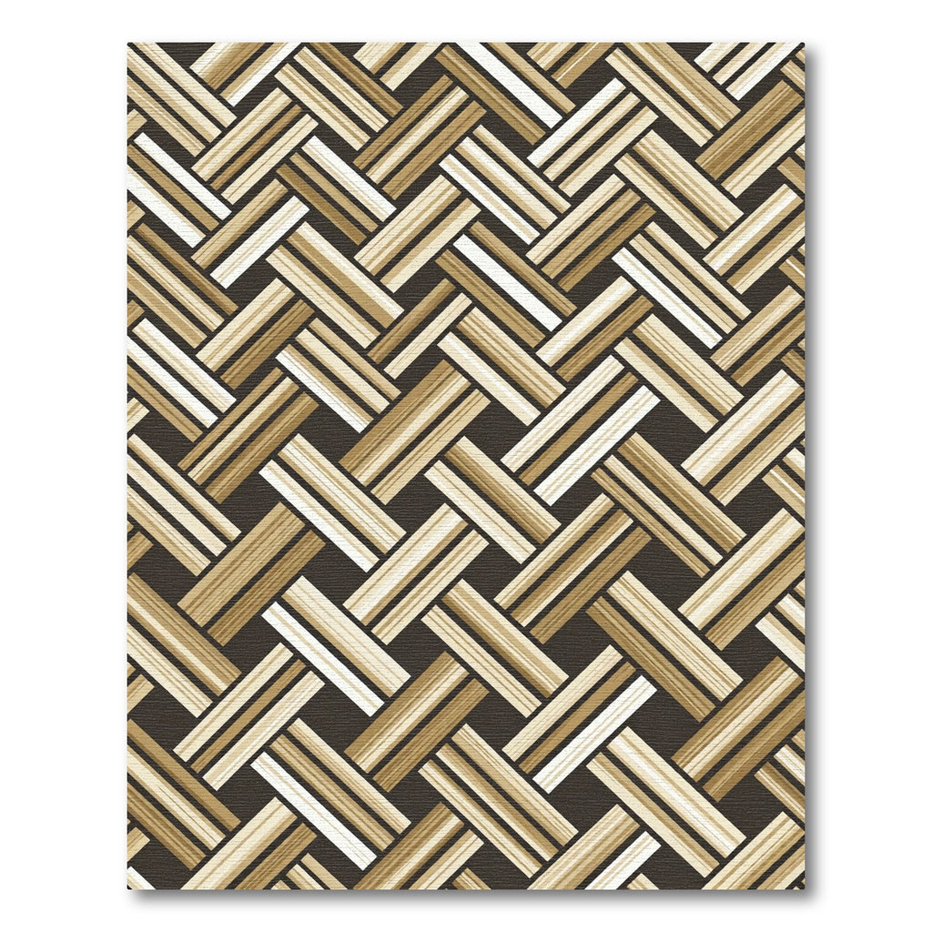 Beige and Brown Basketweave Geometric Rug