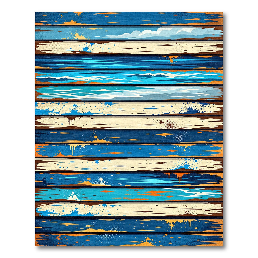 Abstract Blue Ocean Beach Stripe Rug