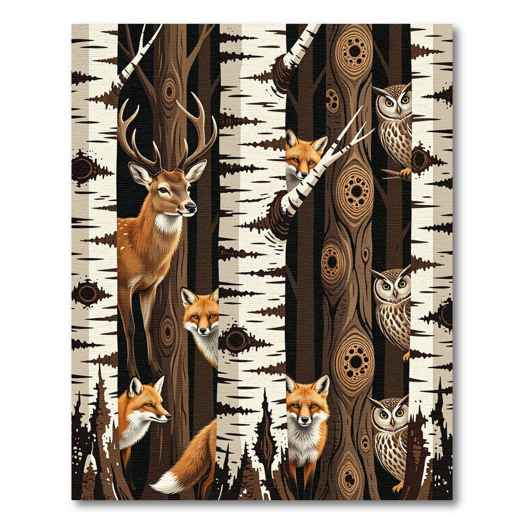 Enchanted Forest Deer Fox Owl Woodland Rug