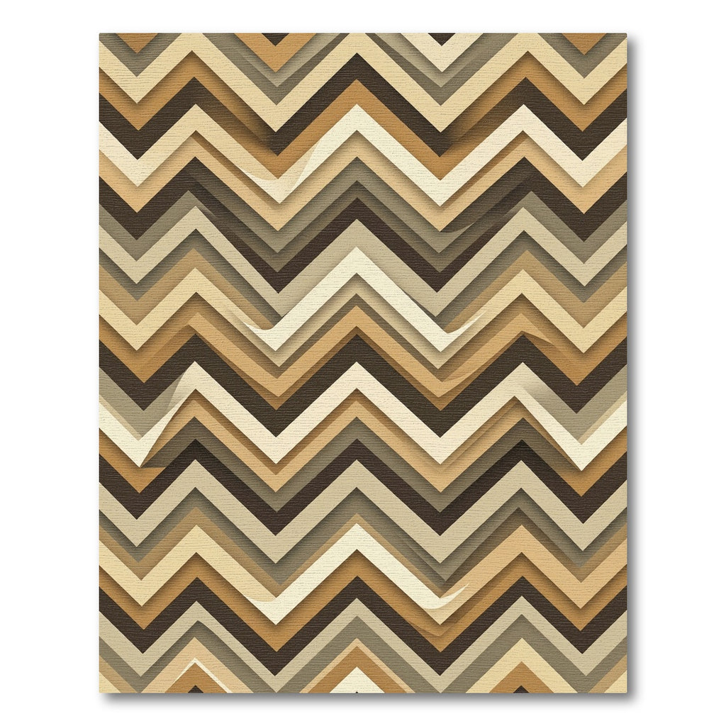 Earthy Neutral Chevron Layered Zigzag Rug