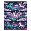 Whimsical Pastel Unicorn Starry Nightscape Rug