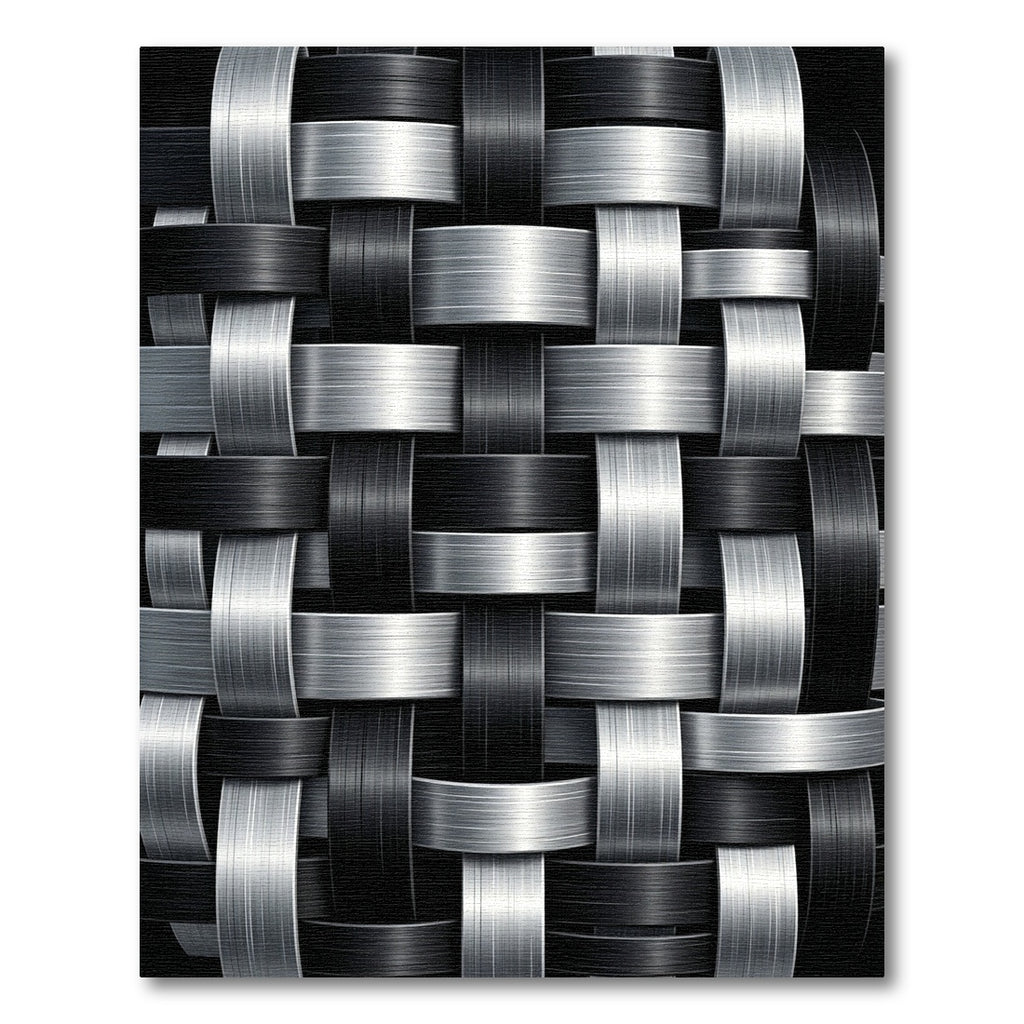 Monochromatic Silver and Black Woven Link Rug