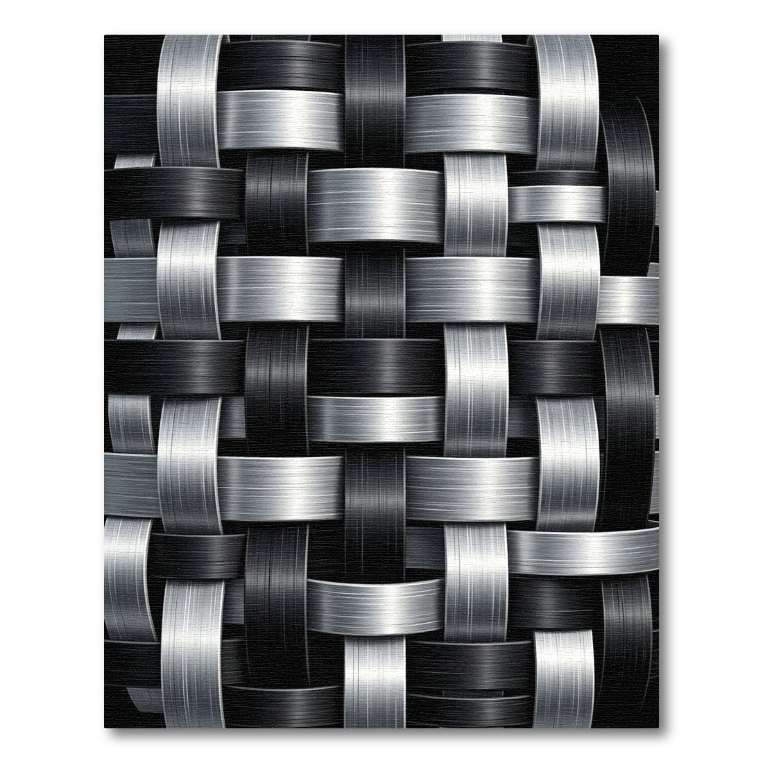 Monochromatic Silver and Black Woven Link Rug