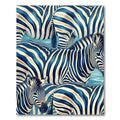 Blue White Zebra Herd Illustration Rug