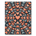 Geometric Peach and Gray Heart Radial Rug