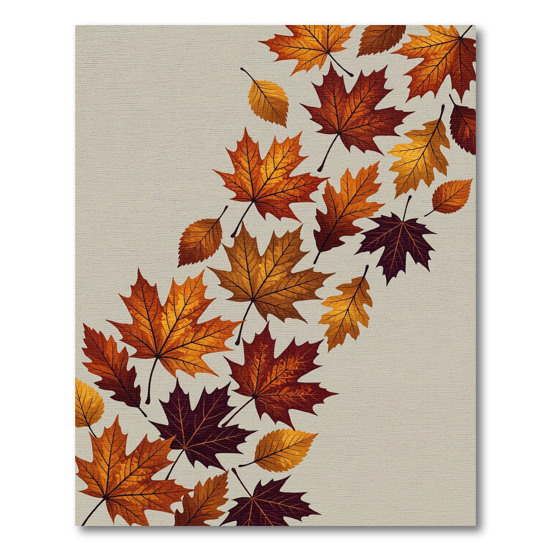 Earthy Autumn Maple Leaf Cascade Rug